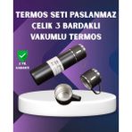 500 ml Isı Korumalı Çelik Termos ve Bardak Seti | Silikon Tabanlı, Şık ve Pratik