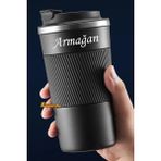500 ml Kişiye Özel Siyah Termos Mug Kupa, Çay Kahve Kamp Termos, Çift Katmanlı Paslanmaz Çelik Araç Içi Termos