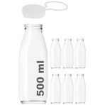 500 ml Şeffaf Sürahi Süt, Ayran, Su, Limonata, Meşrubat Şişesi 500 Cc Askılı Kapaklı Cam Şişe 6 Adet (6, Şeffaf Askılı Kapak, 500)