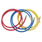500 PSI Soğutucu Şarj Hortumu Seti, 3pcs Mavi Kırmızı Sarı, Bakır PVC Malzemesi, Kolay Kullanım, Dayanıklı, Bakır PVC Plastik Malzemelerle R12 R22 R502 Soğutucu, 150cm/59.1in