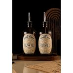 500ML Ahşap Stantlı Amber Renkli Elite Serisi Zeytinyağı Şişesi ve Ayçiçek Yağı Şişesi