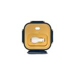 500ML Lunchbox Tek Katlı Çelik Sefer Tası Yemek Kutusu (Lacivert-Sarı) - 0,5 x 7 cm