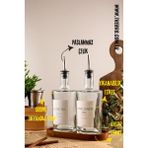 500ML Platinum Serisi Ahşap Stantlı Zeytinyağı ve Ayçiçek Yağı Şişesi