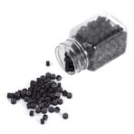 500pcs Profesyonel Silikon kaplı saç Uzatma halkaları Siyah Boncuklar bağlantı Tüp aracı Kolay Rahat Uzantılar Için (BLACK) (Koyu kahverengi)