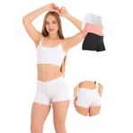 501 Lazer Kesim 3'lü Kadın Boxer Külot, V6- SİYAH, BEYAZ, KAPUÇİNO, XL
