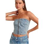 50726 Arka Bölümü Kroşetalı Denim Büstiyer-Tint