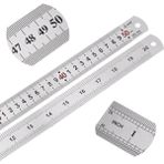 50CM ( 20 Inch ) - Çift Taraflı Paslanmaz Çelik Metal Cetvel - Kalınlık 1mm - Gri - 1 Adet