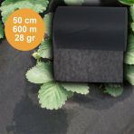 50cmX600M SİYAH TEKSTİL MULCH SİYAH AGRİL 28 GR TARIMSAL OT ÖRTÜSÜ ISI DON PERDESİ KARPUZ ÇİLEK ÖRTÜSÜ, SERA TOPRAK ÖRTÜSÜ