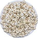 50GR 8mm Tahta, Ahşap Harf Küp Boncuk, Alfabe Küp Harfli Boncuk (50GR ~180ADET)