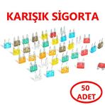 50'li Araç Mini Bıçak Sigorta 50 Adet Karışık Amperler