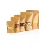 50'Li Paket Pencereli Kraft Doypack Poşetler, Çok Amaçlı Gıda Saklama