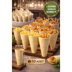 50'li Pkt Large Bambu Sunum Korneti 18x10 cm Doğal Sunum Külahı Kokteyl Catering Finger Food Sunumluk