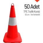 50'li Tpe Trafik Konisi Seti 50 cm Tek Reflektifli Trafik Dubası