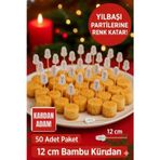 50’li Yılbaşı Kardan Adam Figürlü 12 cm Bambu Kürdan – Pasta Cupcake Süsleme Çubuğu Seti