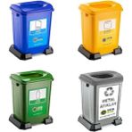 50Lt Büyük Geri Dönüşüm Kutusu Plastik 4 Lü Set Sıfır Atık
