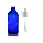 50ML Mavi Cam Damlalıklı, 12 Adet, Gümüş Kapak Beyaz Emzik, Ecza Şişesi, Damlalıklı Şişe, Propolis Şişesi, Damlatmalı Şişe, Saç Serum Şişesi, Ecza Şişesi