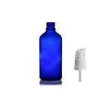 50ml mavi cam serum pompalı şişe, 24 adet, pompalı şişe, medikal şişe, cam şişe,
