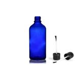 50ML Mavi Cam Şişe Fırça Kapaklı, 12 Adet, Ecza Şişesi, Kozmetik Şişe, Yapıştırıcı Şişesi, Yağ Şişesi