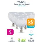 50W Kristal Tasarruflu E27 Beyaz Işık Torch Led Ampul 6 Adet