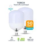 50W Tasarruflu E27 Beyaz Işık Torch LED Ampul - 2 Adet