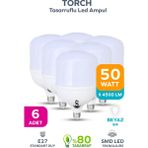 50W Tasarruflu E27 Beyaz Işık Torch LED Ampul - 6 Adet