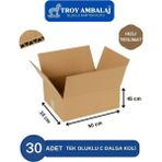 50X10X45 Tek Oluklu Kutu C Dalga (30 Adet) Taşıma Taşınma Kolisi Boş Karton - Kahverengi