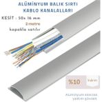 50X16 Aluminyum Balık Sırtı Kablo Kanalı - Yapışkanbantlı - Gümüş