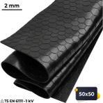 50X50 cm Izole Halı 2 mm 1 Kv Elektrik Yalıtkan Paspas - Iş Güvenliği Pano Önü Halısı - 000-Siyah - 50 x 50 cm