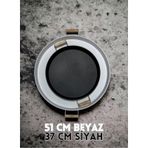 51 cm Siyah 37 cm Beyaz 2 Li Metal Yuvarlak Tepsi Sunum Tepsisi Çay Kahve Tepsisi - Siyah - Beyaz