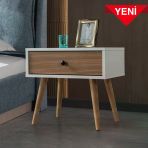 5103 Vita ( Ahşap Ayaklı) Komodin Çekmeceli Yatak Odası Bebek Odası Genç Odası Beyaz - Yunus