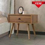 5105 Vita ( Ahşap Ayaklı) Komodin Çekmeceli Yatak Odası Bebek Odası Genç Odası Söğüt