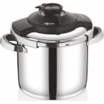 5108 - 2 Parça - Indüksiyonlu Ocak Uyumlu, 22 cm - 7,0 Litre Otomatik ve Karizmatik, Düdüklü Tencere, Gümüş Gövde, Siyah Detay - 7 L