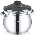 5109 - 2 Parça - Indüksiyonlu Ocak Uyumlu, 22 cm - 7,0 Litre Otomatik ve Tombik Düdüklü Tencere, Gümüş Gövde, Siyah Detay - 7 L