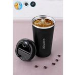 510ml Termos, Dokunmatik Derece Göstergeli Bardak Termos, Vakumlu Termos, Mug Termos, Çelik Termos (Siyah)