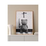 512 STORE Banyo Duvar Dekor Film Tema Ayı Teddy Çerçevesiz Poster Tasarım 33 X 48 Bej, 6534132r1t