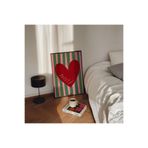 512 STORE Estetik Modern Duvar Dekor Kırmızı Kalp Yeşil Desen Çerçevesiz Kuşe Kağıt Poster 33 X 48 Beyaz, 8236523g24g
