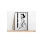512 Store Vintage Artist Audrey Hepburn Black/White Çerçevesiz Kuşe Kağıt Poster Ev Dekor Tasarım 50 X 70 Metalik