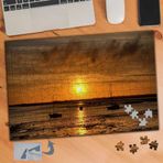 515 Turuncu Gün Batımı Tekneler 240 Parça Puzzle Yapboz Tablo
