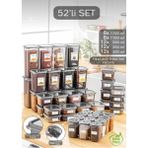 52 Parça Mega Seti Kare Erzak ve Bakliyat Saklama Kabı Baharatlık 12X(300ML 500ML) 8X(1100ML 1700ML)