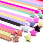 520 Yaprak Parlak Origami Yıldız Kağıt Şeritleri Çift Taraflı Şanslı Renkli Yıldız Dekorasyon Katlanır Kağıt, Hediyeler için 15 Çeşit Renk Sanat El İşi Malzemeleri, Paskalya Sepeti Doldurucular