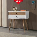 5203 Vita ( Ahşap Ayaklı) Şifonyer , 2 Çekmeceli , Dresuar , Antre , Beyaz - Yunus