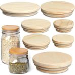 52MM Yeniden Kullanılabilir Çam Ahşap Kapak Kapakları Silikon Conta Halkası Bambu Kapaklı Mum Bardak Cam Şişe Kupa Cam Turşu Kavanozu Içme Bardağı Kapağı (Yurt Dışından) - Renkli - Water Bottle