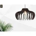 55 cm Rustik Retro Sarkıt Ahşap Büyük Vintage Salon Mutfak Avizesi - Siyah