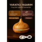 550 ml Işıklı Ultrasonik Hava Nemlendirici – Sessiz Buhar Makinesi & Aroma Difüzör - Açık Ahşap