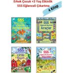 555 Eğlenceli Çıkartma Dizisi 4 Kitap Set, +3 Yaş Erkek Çocuk Etkinlik Kitapları