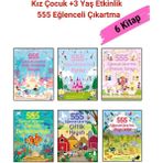 555 Eğlenceli Çıkartma Dizisi 6 Kitap Set, +3 Yaş Kız Çocuk Etkinlik Kitap Seti