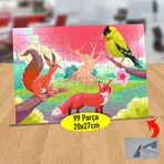 556 Ormandaki Kuş Sincap Ve Tilki 99 Parça Puzzle Yapboz Tablo