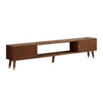 55/60/65 inç TV'ler için Yüzyıl Ortası Modern TV Dolabı, Yivli Sürgülü Kapılı TV Konsolu, Oturma Odası için Medya Konsolu (Kahverengi, 140 x 35 x 43,5 cm)