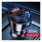 55W 3 Port USB Araç Için Telefon Şarj Cihazı 3 Girişli Çakmaklık ADAPTÖR-31A Pd 20W Qc 30 ( Lisinya )