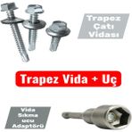 5,5X50mm Trapez Çatı Vidası (50Li Paket) + M8 Vida Sıkma Ucu (1 Adet)